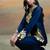 Navy blue embroidered modal satin co ord set