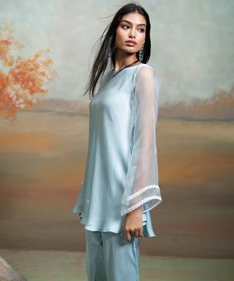 Powder blue modal satin co ord set 2