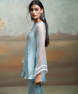 Powder blue modal satin co ord set 4