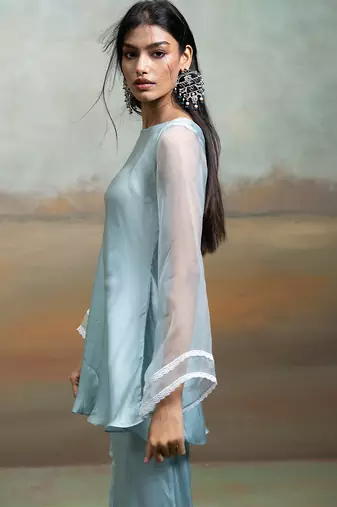Powder blue modal satin co ord set