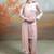 Pastel pink embroidered ganghi silk kurta set