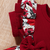 Red floral ribbed bow fit & flare girls dress