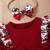 Red floral ribbed bow fit & flare girls dress