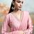 Old rose pink embroidered raw silk anarkali set
