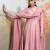Old rose pink embroidered raw silk anarkali set