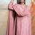 Old rose pink embroidered raw silk anarkali set