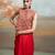 Crimson red embroidered silk co ord set