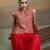 Crimson red embroidered silk co ord set