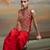 Crimson red embroidered silk co ord set