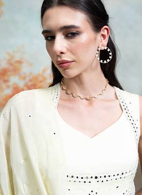Butter yellow embroidered raw silk anarkali set 5