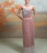 Dusty rose pink embroidered net co ord set