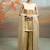 Metallic beige gold embroidered modal satin kurta set