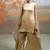 Metallic beige gold embroidered modal satin kurta set