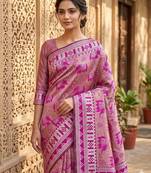 New Designer Banarasi Soft Silk Woven Saree With Blouse Set For Women's 