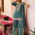Teal blue designer chinon embroidered sharara suit with dupatta