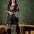 Floral embroidered silk round neck kurta trosuer & dupatta set