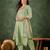 Floral embroidered silk round neck kurta trosuer & dupatta set