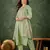 Floral embroidered silk round neck kurta trosuer & dupatta set