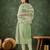 Floral embroidered silk round neck kurta trosuer & dupatta set