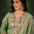 Floral embroidered silk round neck kurta trosuer & dupatta set