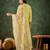 Floral embroidered silk round neck kurta trosuer & dupatta set