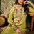 Floral embroidered silk round neck kurta trosuer & dupatta set