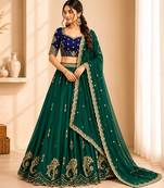 GREEN COLOR Rangoli Silk Lehenga Choli with Sequins Embroidery Dupatta