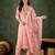 Floral embroidered silk round neck kurta trosuer & dupatta set