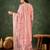 Floral embroidered silk round neck kurta trosuer & dupatta set