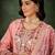 Floral embroidered silk round neck kurta trosuer & dupatta set