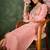 Floral embroidered silk round neck kurta trosuer & dupatta set