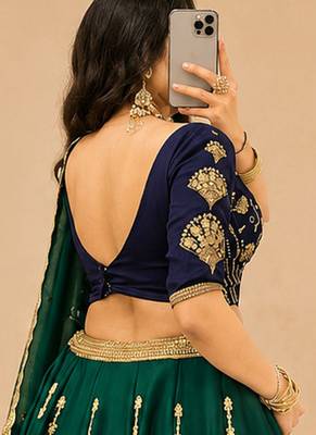 GREEN COLOR Rangoli Silk Lehenga Choli with Sequins Embroidery Dupatta 2