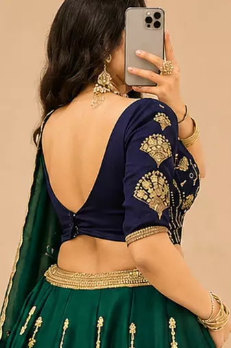 GREEN COLOR Rangoli Silk Lehenga Choli with Sequins Embroidery Dupatta