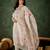 Floral embroidered silk round neck kurta trosuer & dupatta set