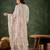 Floral embroidered silk round neck kurta trosuer & dupatta set
