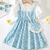 Blue floral print puff sleeve fit & flare girls dress with heart sling bag