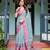 sky blue colour Ready to wear saree with unstitched blouse