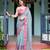 sky blue colour Ready to wear saree with unstitched blouse