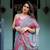 sky blue colour Ready to wear saree with unstitched blouse
