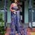 blue colour Ready to wear saree with unstitched blouse