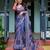 blue colour Ready to wear saree with unstitched blouse