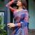 blue colour Ready to wear saree with unstitched blouse