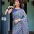 sky blue colour Ready to wear saree with unstitched blouse