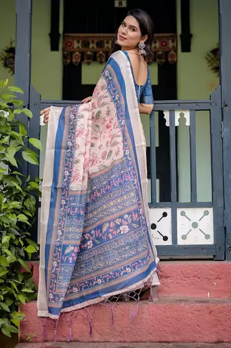peach pre-stitched saree