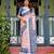peach color Ready to wear saree with unstitched blouse