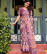 wine colour Ready to wear saree with unstitched blouse