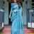 sky blue colour Ready to wear saree with unstitched blouse