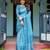 sky blue colour Ready to wear saree with unstitched blouse