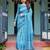 sky blue colour Ready to wear saree with unstitched blouse