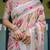 cream colour Ready to wear saree with unstitched blouse